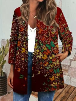 Y2K Autumn Winter Vintage Ethnic Style Cardigan Long Sleeve Printed Jackets Ladies Loose Outerwear Coat Harajuku Chic Tops Women