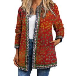 Y2K Autumn Winter Vintage Ethnic Style Cardigan Long Sleeve Printed Jackets Ladies Loose Outerwear Coat Harajuku Chic Tops Women