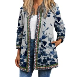 Y2K Autumn Winter Vintage Ethnic Style Cardigan Long Sleeve Printed Jackets Ladies Loose Outerwear Coat Harajuku Chic Tops Women