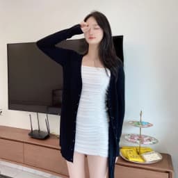 Outerwear V-neck Jersey Korean Fashion Style Cropped Blouses Long Woman Cardigan Knitted Ladies Sweaters Black Clothing Tricot