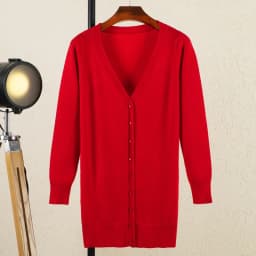 Outerwear V-neck Jersey Korean Fashion Style Cropped Blouses Long Woman Cardigan Knitted Ladies Sweaters Black Clothing Tricot