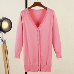 Outerwear V-neck Jersey Korean Fashion Style Cropped Blouses Long Woman Cardigan Knitted Ladies Sweaters Black Clothing Tricot
