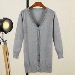 Outerwear V-neck Jersey Korean Fashion Style Cropped Blouses Long Woman Cardigan Knitted Ladies Sweaters Black Clothing Tricot