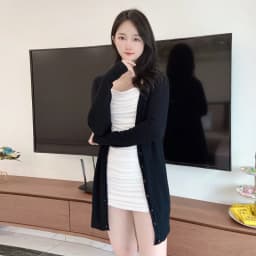 Outerwear V-neck Jersey Korean Fashion Style Cropped Blouses Long Woman Cardigan Knitted Ladies Sweaters Black Clothing Tricot