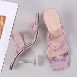 Size 45 46 Elegant Square Toe Transparent Spike Heels Pumps Mesh Slippers Summer Women Gold Sandals Fashion Mules Party Shoe