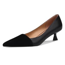 Pumps Shoes Women Mid Heel 2026 Fashion Sexy Spring Sheepskin Pointed Toe Thin Heel Office Party Black Handmade Shoe Big Size 42
