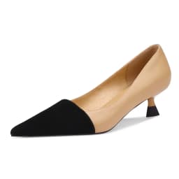 Pumps Shoes Women Mid Heel 2026 Fashion Sexy Spring Sheepskin Pointed Toe Thin Heel Office Party Black Handmade Shoe Big Size 42