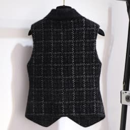 New Plaid Imitation Mink Vest Coats Women Slim Vintage Sleeveless Sweater Crop Tops Spring Fall Chic Knitted Waistcoats Outwear