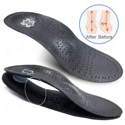 EiD New Arch Support 25mm Orthotic insole Black Leather orthotics Insoles for Flat Foot O/X Leg Corrected Shoe Sole insert pads