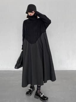 Amax luluE 2024 Winter Women Fashion Loose Knitted Turtleneck Casual Dresses Ladies Luxury Elegant Vintage Cotton Black Vestidos