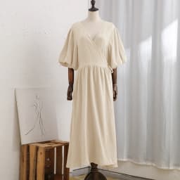 Causal 100% Cotton Women's Dress Vintage Crepe Gauze V-Neck Puff Sleeve Bandage Lace Up Elegant White Dresses Long Maxi Robe