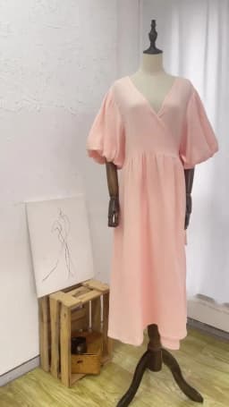 Causal 100% Cotton Women's Dress Vintage Crepe Gauze V-Neck Puff Sleeve Bandage Lace Up Elegant White Dresses Long Maxi Robe