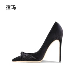 Luxury Women's Butterfly-Knot Flock High Heel Pumps 2026 High-Heeled Pointed Toe Office Shoes Fashion Ladies Women Heels Shoes