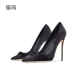 Luxury Women's Butterfly-Knot Flock High Heel Pumps 2026 High-Heeled Pointed Toe Office Shoes Fashion Ladies Women Heels Shoes