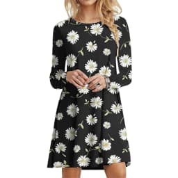 Tie Dye Gradient Print Dress Women Plant Flowers Long Sleeve Loose Dress Autumn Winter Casual Oversized Clothing Female Vestidos