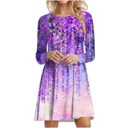 Tie Dye Gradient Print Dress Women Plant Flowers Long Sleeve Loose Dress Autumn Winter Casual Oversized Clothing Female Vestidos