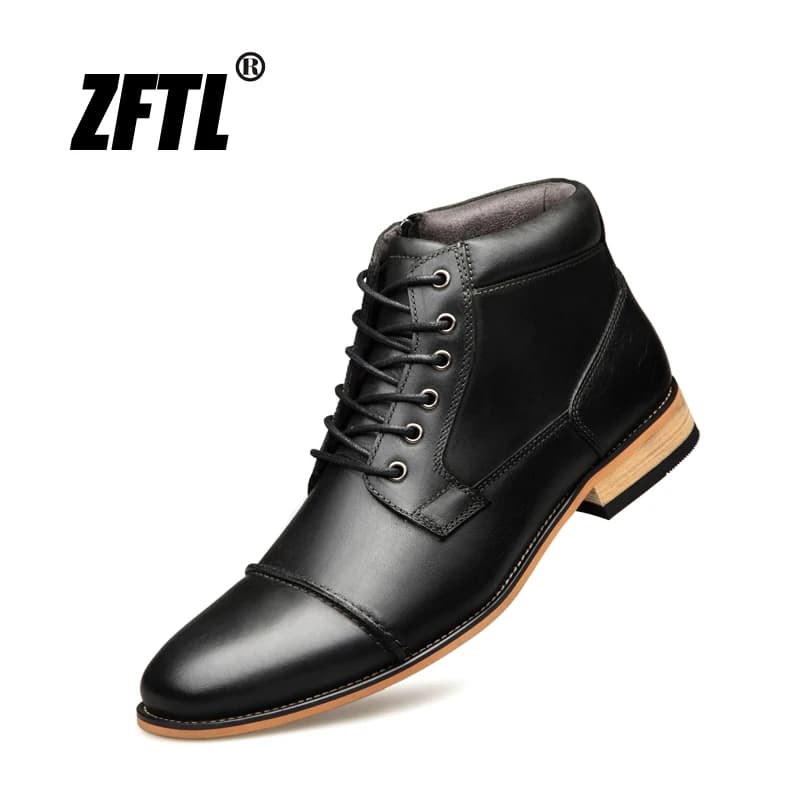 ZFTL New Men Ankle boots Handmade men Chelsea Genuine Leather Men boots Lace-up male Casual high-top boots big size 2025
