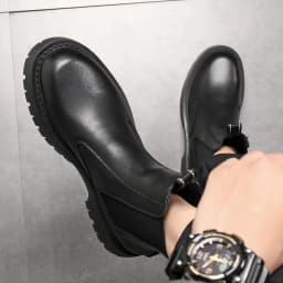 mens luxury fashion chelsea boots black grey platform shoes cowboy autumn winter boot handsome original leather ankle botas mans