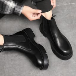 mens luxury fashion chelsea boots black grey platform shoes cowboy autumn winter boot handsome original leather ankle botas mans