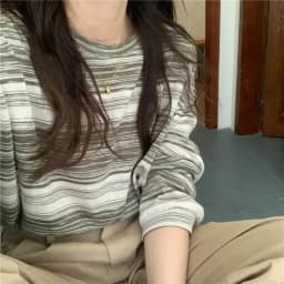 Stripe Pink Cotton Long Sleeve T-shirt Girl's Oversize Shirt Spring and Autumn 2022 New Design Loose Top