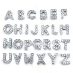 Shoe Charms Glitter Rhinestone Letter Silver Crystal Alphabet DIY Alloy Shoe Decorations Jewelry Slider Bracelet Wristbands