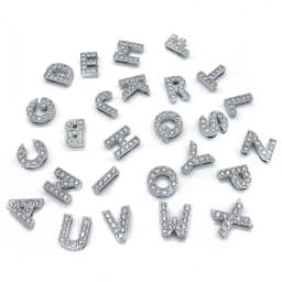 Shoe Charms Glitter Rhinestone Letter Silver Crystal Alphabet DIY Alloy Shoe Decorations Jewelry Slider Bracelet Wristbands
