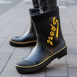 Rope Tied Rain Shoes for Men Rubber Soles Kitchen Shoes Job Security Boots Outdoor Climbing Fishing Shoes Cotton Platform Boots