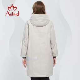 Astrid 2022 Spring Women's Parkas Oversize Long Beige Padded Down Coats Hooded Fashion Print Jacket Outerwear Quilted AM-10177