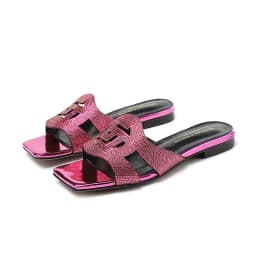 2023 Summer New Fashion Women's Slippers Luxury Crystal Party Shoes Square Toe Open Toe Comfortable Low Heel Women's Shoes 35-44
