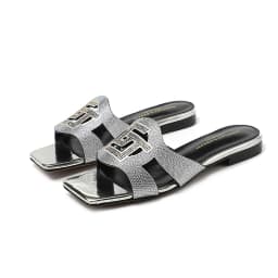2023 Summer New Fashion Women's Slippers Luxury Crystal Party Shoes Square Toe Open Toe Comfortable Low Heel Women's Shoes 35-44