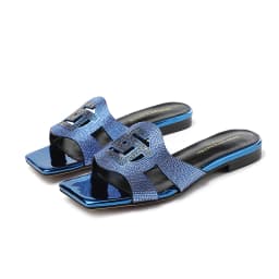 2023 Summer New Fashion Women's Slippers Luxury Crystal Party Shoes Square Toe Open Toe Comfortable Low Heel Women's Shoes 35-44