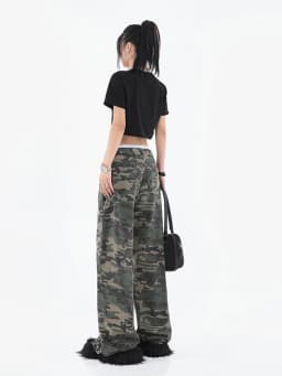 Y2k Streetwear Camouflage Jeans Woman High Waist Cargo Pants Straight Jeans Fashion Straight Baggy Pants Casual Denim Trousers