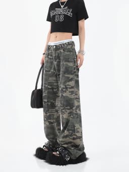 Y2k Streetwear Camouflage Jeans Woman High Waist Cargo Pants Straight Jeans Fashion Straight Baggy Pants Casual Denim Trousers