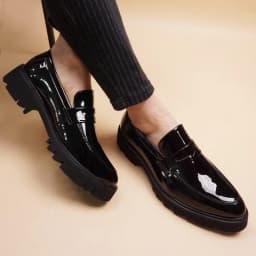men's fashion wedding party dress patent leather shoes slip-on lazy shoe black trend platform loafers gentleman sneakers zapatos
