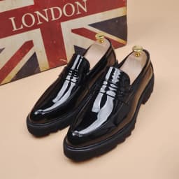men's fashion wedding party dress patent leather shoes slip-on lazy shoe black trend platform loafers gentleman sneakers zapatos