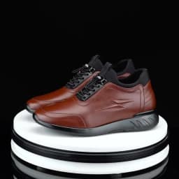 New Men's Vulcanize Shoes Men Casual Shoes PU Leather Design Shoes Height Increase 6-8CM Gym Business Fashion Male Sneakers