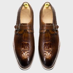 Mens Casual Shoes Genuine Leather Crocodile Pattern Classic Shoe for Men Leather Original Fashion Buckle Monk Strap Sneakers