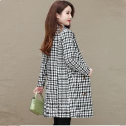 UHYTGF Elegant Winter Coat Womens Quality Casual Autumn Woolen Jacket Female Double Breasted Plaid Outerwear Ladies Abrigos 2143