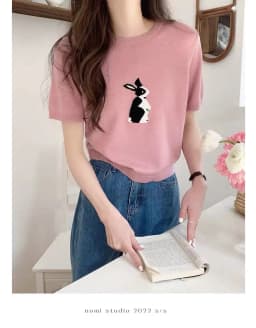 ice silk knitted short sleeve women Korean white rabbit cotton thread T shirt summer new bottom top cotton and linen half sleeve