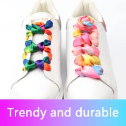 1Pair Rainbow Silk Shoelaces Satin Ribbon Flat Shoe Laces Women Sneakers Shoelace 2cm Width Laces for Shoes Length 80/100/120CM