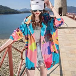 Women's UV Protection Hooded Jacket Summer Breathable Thin Sun Protection Korean Version Loose Breathable Outdoor Sports Coat