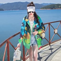 Women's UV Protection Hooded Jacket Summer Breathable Thin Sun Protection Korean Version Loose Breathable Outdoor Sports Coat