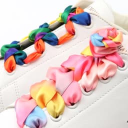 Flat Silk Ribbon Colorful Shoelaces Candy Gradient Satin Shoe Laces Boots Women Sneakers Shoelace Rainbow Shoe Lace Shoestring