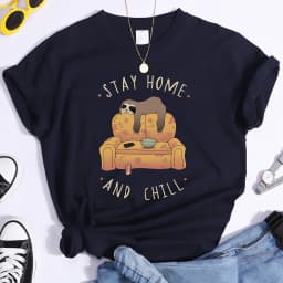 Sloth On The Sofa Personality Letters Printing Tshirts For Women Crewneck Harajuku Women's T-Shirt Casual Punk Woman Clothes