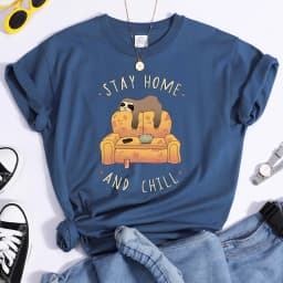 Sloth On The Sofa Personality Letters Printing Tshirts For Women Crewneck Harajuku Women's T-Shirt Casual Punk Woman Clothes