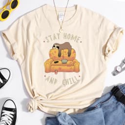 Sloth On The Sofa Personality Letters Printing Tshirts For Women Crewneck Harajuku Women's T-Shirt Casual Punk Woman Clothes