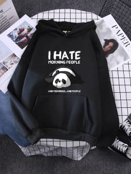 Cute Panda Sleeps Print New Women'S Sweatshirt Warm Vintage Pullover For Woman Fashion Korean Round Neck Hoodie Female