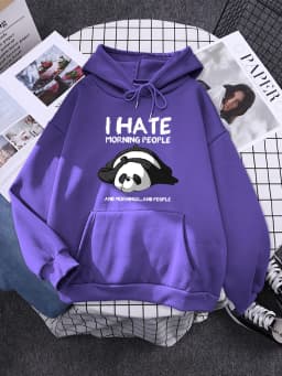 Cute Panda Sleeps Print New Women'S Sweatshirt Warm Vintage Pullover For Woman Fashion Korean Round Neck Hoodie Female
