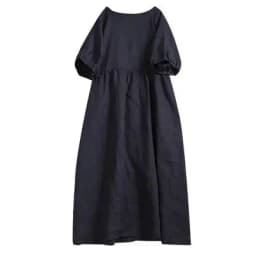 Original Casual Cotton Linen Dress Vintage Round Neck Short Sleeve High Waist Summer Dress Hoilday Beach Sundress Women Vestidos