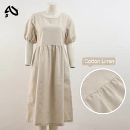 Original Casual Cotton Linen Dress Vintage Round Neck Short Sleeve High Waist Summer Dress Hoilday Beach Sundress Women Vestidos